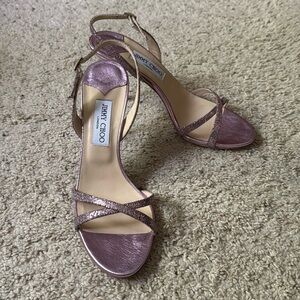 Jimmy Choo Pink Glitter Fabric strappy sandal. New. Never worn. 41.